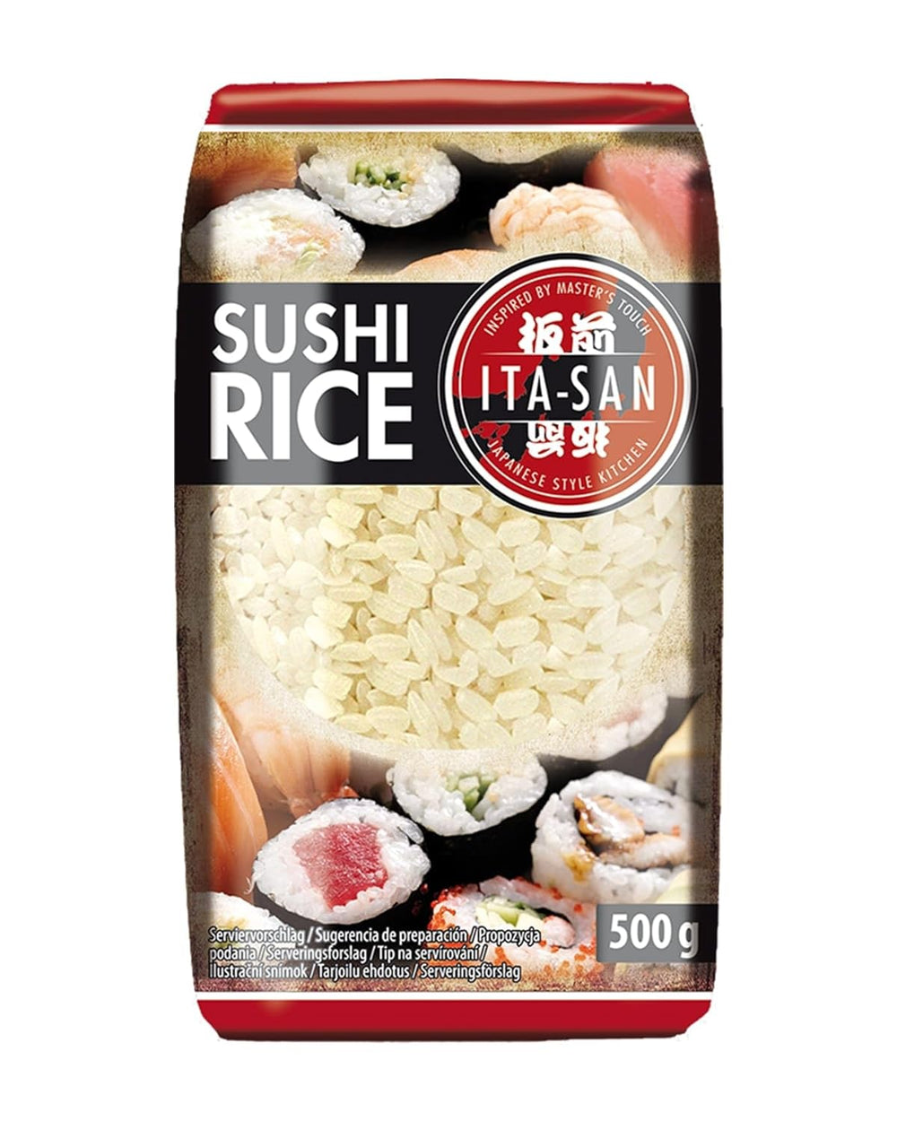ITA-SAN Riz à sushi, grains ronds, qualité supérieure, variété 100 % pure, préparation rapide et facile, végétalien, halal, sans gluten (1 x 500 g)