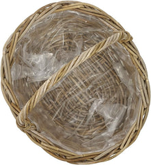 Panier à fleurs en rotin Dehner avec anse, env. 46 x 39 x 18 cm, tissu rotin, gris/marron