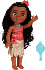 Poupée Disney Princess Moana de 35 cm, yeux réfléchissants à paillettes, articulations mobiles, tenue détachable, pince à fleurs, cheveux longs, pour filles à partir de 3 ans