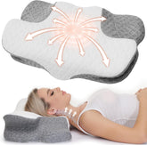 Oreiller cervical Wellsync Oreiller ergonomique Oreiller en mousse à mémoire de forme Oreiller orthopédique pour dormeurs latéraux Dormeurs sur le dos Dormeurs sur le ventre Douleurs au cou Blanc Gris Oreillers orthopédiques cervicaux Naty Shop Titre par défaut