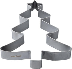 Zenker Boîte à biscuits de Noël XL – Boîte à biscuits en forme d'arbre de Noël pour des biscuits délicieux et sucrés – Boîte à biscuits 2 en 1 et cadre de cuisson en acier inoxydable argenté