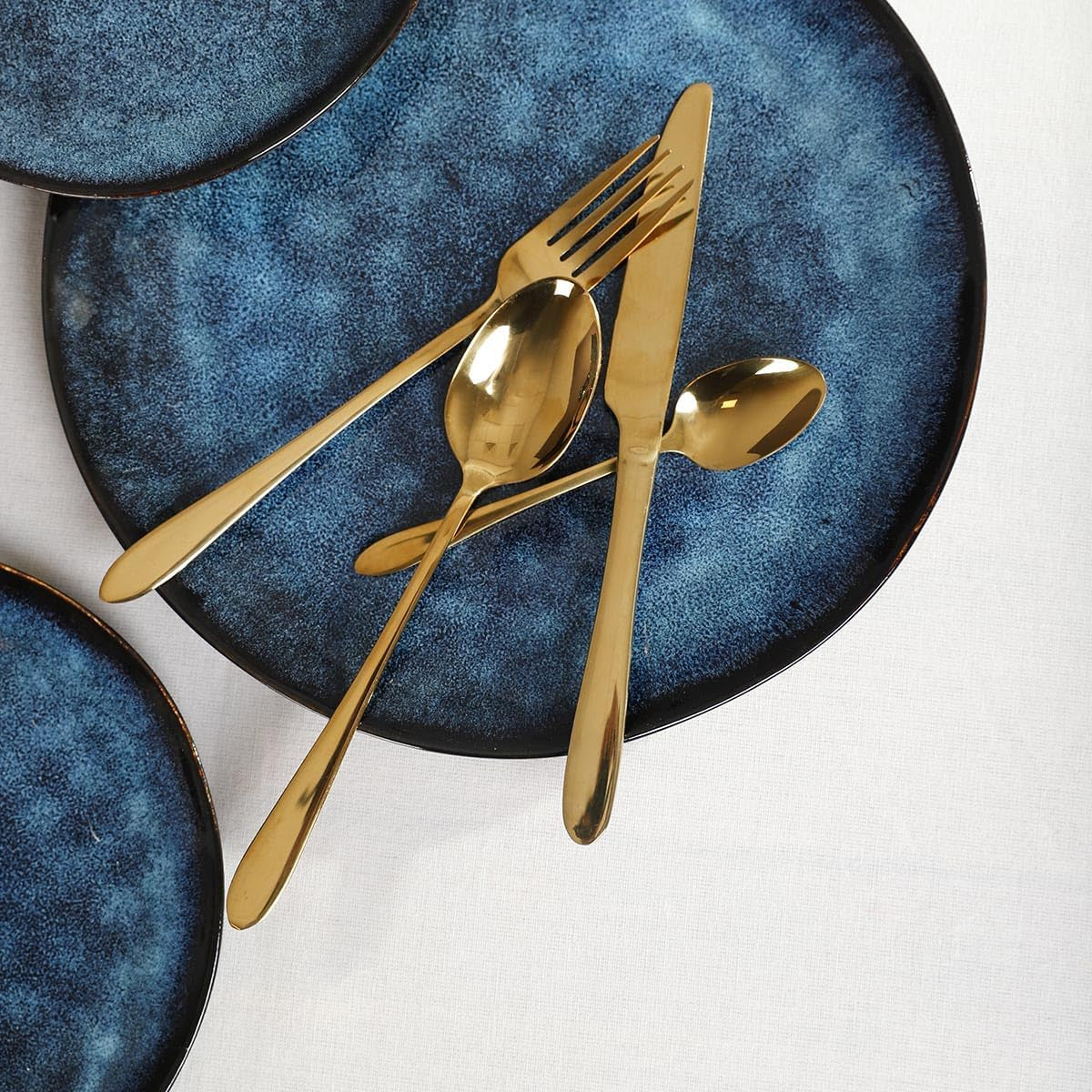 HOMLA Abele Besteckset FĂĽr Vier Personen 16-Teilig Edelstahl Hygienisch Elegant Leicht Zu Reinigen Gold Bucatarie Naty Shop