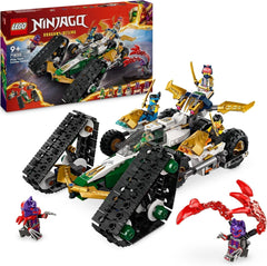 LEGO NINJAGO Ninja Team Combi Caterpillar, set 4 în 1 cu planor, mașină de curse și 2 motociclete și 6 minifigurine, cadou pentru băieți și fete, jucărie Ninja 71820 Seturi de constructie Besuche den LEGO-Store Titlu implicit