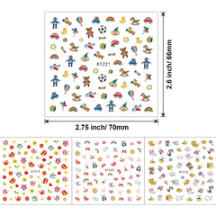 Autocolante de unghii pentru copii și fete, peste 600 de modele, animale, fructe, dinozauri, mașini, flori, autoadezive 3D, autocolante pentru unghii pentru copii, petrecere de ziua de naștere, cadou de salon de unghii cu ceai și spa