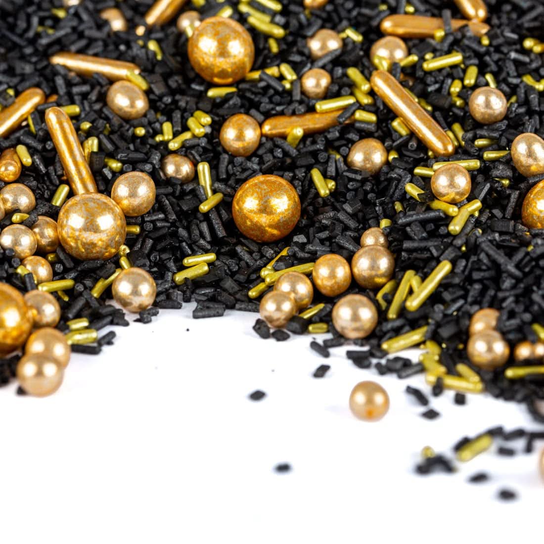 Super Streusel, Gold Rush Gold Black Sprinkle Decoration Naty Shop