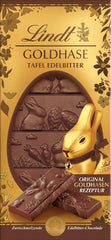Barre de chocolat Lindt Gold Bunny, chocolat noir | 120 g de chocolat noir 60%, réalisé selon la recette originale de Gold Bunny | Barre de chocolat | Cadeau chocolat