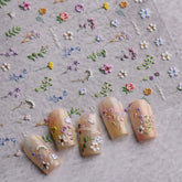 JMEOWIO Autocollant de manucure 3D en forme de fleur d'été floral pour nail art