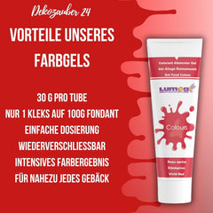 Dekozauber 24 Colorant Alimentaire Rouge, Gel, 30 g, Végétalien, Sans Sucre, Hautement Concentré, Colorant Alimentaire Rouge pour Fondant, Crème au Beurre, Boissons et Plus