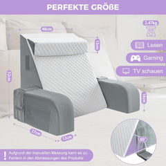Grand oreiller de lecture avec barre de poignée, mousse haute densité, oreiller ergonomique pour le dos, accoudoirs, support de cou et appui-tête, coussin de siège inclinable pour dormir, jouer, regarder la télévision, pour lit et canapé