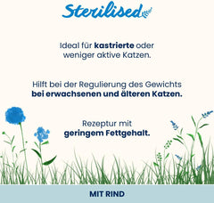 Almo Nature Functional - Sterilizat - Hrană umedă pentru pisici adulte și mature, sterilizate sau mai puțin active - cu carne de vită - conținut scăzut de grăsimi, hidratantă - 70 g (pachet de 30)