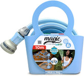 Furtun de grădină Magic Blue, extensibil, de 10 metri, rezistent la noduri și răsucire, cu sac și duză de pulverizare