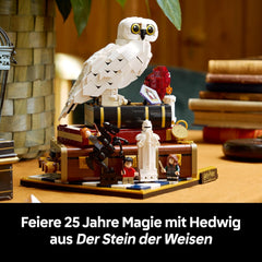 LEGO Harry Potter Stein der Weisen - Sammlredition - DIY Deko - Modellbau mit Miniatur Filmszenen - Hedwig Eulenfigur, 3 Minifiguren - Geschenk zum Vatertag - 76466