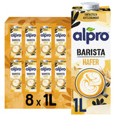 Alpro Barista Haferdrink – Zum Aufschäumen – Vegan et milchfrei – Von Natur aus lactosefrei – Riche en substances de ballast, calcium et vitamines – 8 x 1 L – Haltbar
