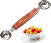 Westmark Woody Baller double face – Petite cuillère pour melon, kiwi, autres fruits et légumes ainsi que crème glacée, fromage à la crème ou beurre – Acier inoxydable, bois
