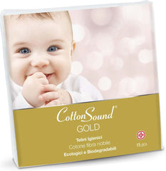 Lenjerie de igienă GOLD BABY, Pachet de 15, Copii, 100% Bumbac Hidrofil, 40 x 80 cm, Hipoalergenic și Biodegradabil, Testat Dermatologic, Fabricat în Italia Servetele Umede Bebelusi Naty Shop