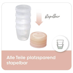 Pots pour lait maternel NIP First Moments 150 ml, 4 pièces : empilables et étanches Accessoires Alimentation et Allaitement Bebe Naty Shop