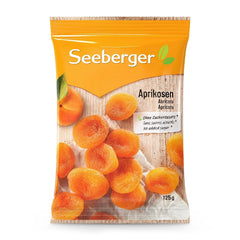 Abricots Seeberger : Abricots extra gros, mûris au soleil et orange vif - goût sucré et fruité - sans sucre - séchés - dénoyautés, végétaliens (1 x 125 g) Naty Shop Produits déshydratés 125 G (1 paquet)