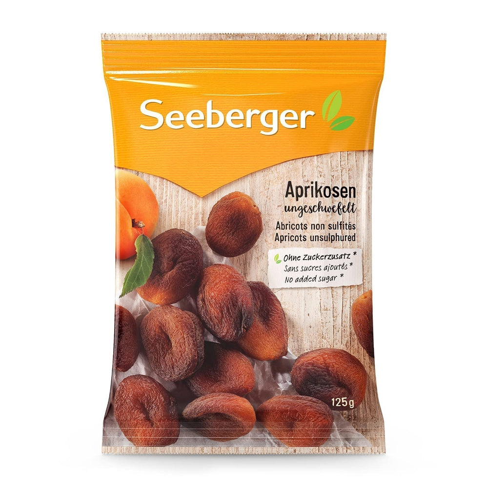 Abricots non sulfurés Seeberger : Abricots secs non traités au goût sucré et fruité - Sans sucre ajouté - Sans pépins, végétaliens (1 x 125 g) Naty Shop Produits déshydratés 125 g (1 paquet)