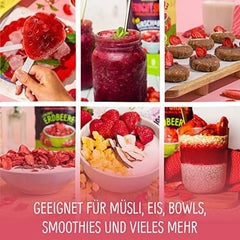 Fraises lyophilisées 300g : tranches de fraises séchées non sucrées - Fraises lyophilisées aux purs fruits, pleines de saveur : baies lyophilisées - Fruits secs NUTRIPUR Produits déshydratés Naty Shop