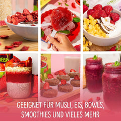 Fraises lyophilisées bio : 70g de fraises séchées pour smoothie bowls, muesli, porridge toppings - Baies lyophilisées sans sucre ajouté - Fraises lyophilisées - Fruits NutriPur Produits déshydratés Naty Shop