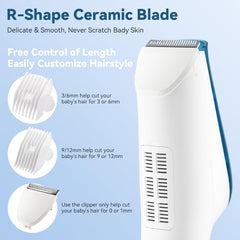 CARER SPARK mașină de tuns păr pentru copii, mașină de tuns păr fără zgomot cu adsorbție în vid pentru copii IPX7 reîncărcabilă cu 2 piepteni de ghidare mașină de tuns profesională sigură Copii - Baie si Skincare Naty Shop