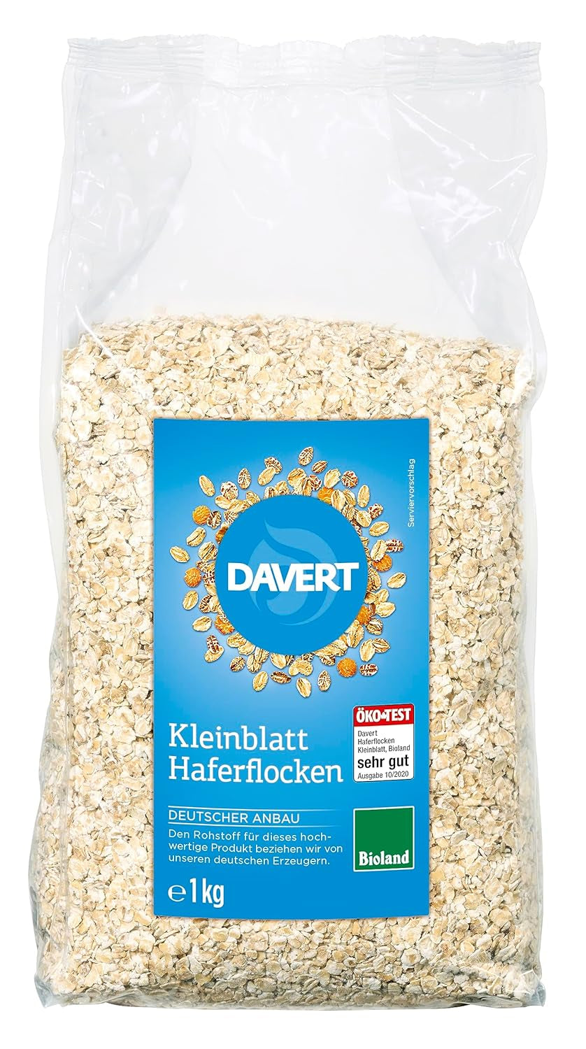 Davert Bioland Small Leaf Avoine 1kg – Fabriqué à partir de grains d'avoine entière, un produit entier précieux – Qualité 100% biologique Davert (1 x 1kg)