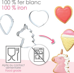 ScrapCooking - Lot de 16 emporte-pièces Licorne - Emporte-pièces - 16 pièces - Arc-en-ciel, Fée, Sirène, Couronne, Fleur - Moule à pâtisserie - Emporte-pièces en acier inoxydable - 2027