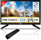 Televizor LCD Xoro HTC 2249 de 21,5" (55 cm) cu tuner triplu HDTV, player DVD integrat, player media USB 2.0, slot CI+, conexiune 12V, negru
