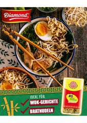 Tăiței DIAMOND cu gătire rapidă fără ou, tăiței rapizi din făină de grâu pentru wok și garnituri - 1 x 500 g