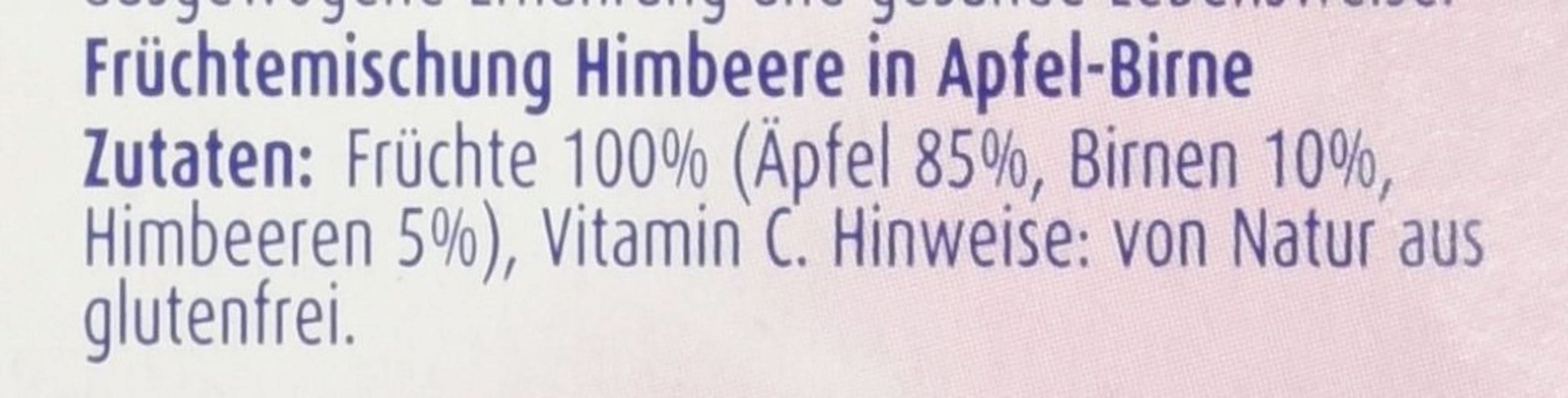 Fructe fine, zmeură în piure de măr-pere, pachet de 6 (6 x 4 x 100 g) Mama si Copilul Naty Shop