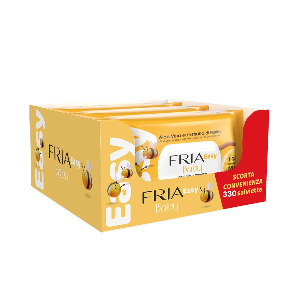 Lingettes humides Easy Baby avec hydratant pour la peau à l'aloe vera et à l'extrait de miel, testées dermatologiquement, paquet de 330 lingettes