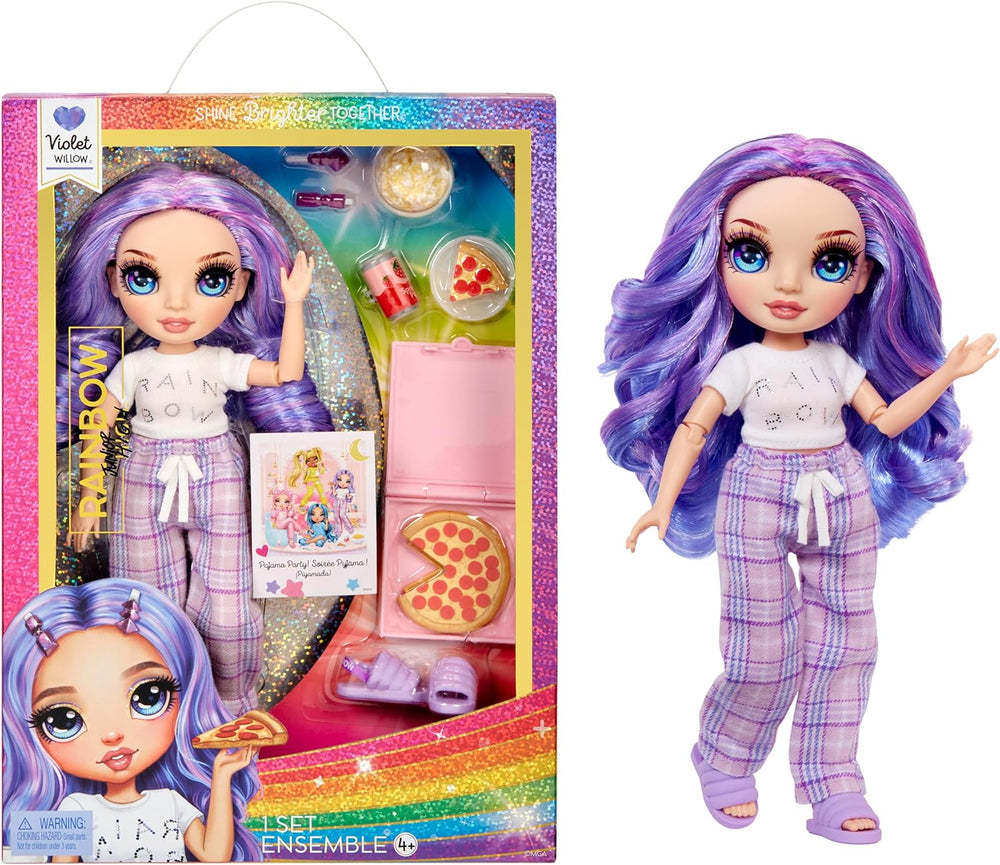 Rainbow High Junior High PJ Party Doll - Violet - 22 cm avec combinaison douce, chaussons et accessoires de jeu - Jouet pour enfants - Idéal pour les 4-12 ans