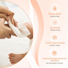 Lingettes pour bébé avec talc pour peaux sensibles, sans alcool, respectueuses de la peau, pH 5,5, légèrement parfumées, 1200 unités (paquet de 12)