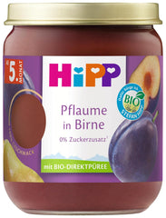 HiPP Prunes Bio saveur Poire (6 x 160g), dès 5 mois, sans sucre ajouté, saveur fruitée particulièrement intense, de la meilleure qualité bio.
