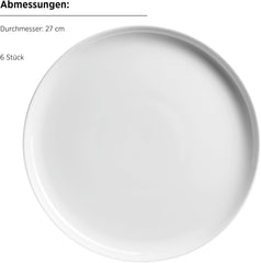 MÄSER, série Navina, service de table pour 6 personnes, vaisselle en porcelaine blanche, intemporelle, porcelaine, blanc