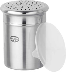 Dr. Oetker Sucrier grossier, ustensile de cuisine en acier inoxydable de haute qualité pour un époussetage décoratif et rapide, grande capacité, avec couvercle de protection, (couleur: argent), quantité: 1 pièce