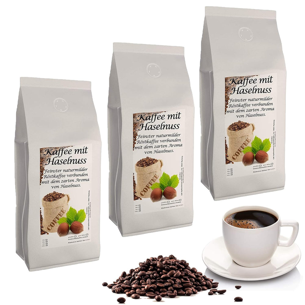 Café aux noisettes aromatiques, 3 grains entiers de 1000 g
