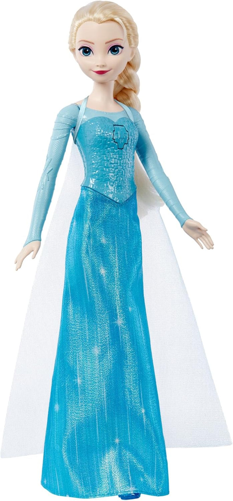 Mattel Toys Disney Frozen Elsa poupée chantante en tenue emblématique, chante « Let It Go » du film Disney en anglais, français, allemand, italien, JDL58
