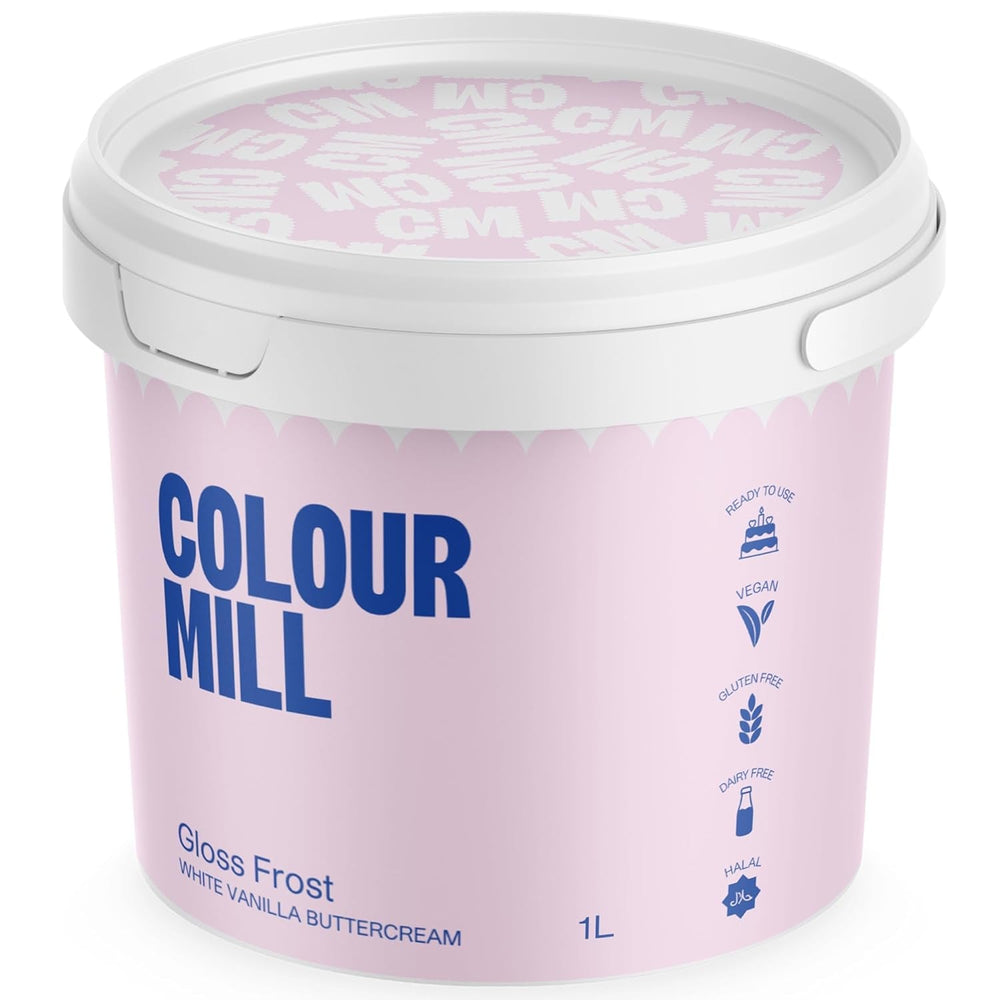 Color Mill Crème au beurre blanche Gloss Frost, Crème au beurre blanche style meringue suisse, Vanille crémeuse, Parfaite pour le glaçage, le pipetage et le remplissage - 1 L de pâte à sucre Naty Shop Default Title