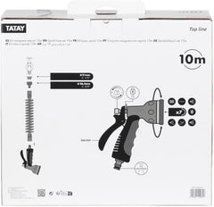 Kit de tuyaux spiralés TATAY 10 m avec accessoires en plastique avec protection UV, idéal pour les terrasses et petits jardins.