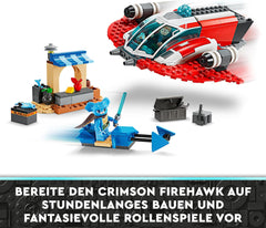 LEGO Star Wars : Les aventures du jeune Jedi Crimson Firehawk, coffret de démarrage pour enfants avec vaisseau spatial à construire, speeder bike et 3 figurines, cadeau pour garçons et filles de 4 ans 75384 Ensembles de construction Besuche den LEGO-Store
