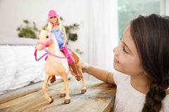 Jouet poupée Barbie et cheval, accessoires d'équitation, comprend 1 poupée et 1 cheval, convient comme cadeau pour les enfants âgés de 3 ans et plus, FXH13