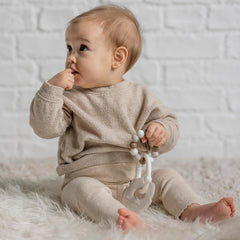 Nattou Anneau de dentition en silicone Ours en peluche Sans BPA Env. 13 cm, silicone, couleurs argile