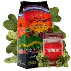 Ceai Yerba Mate Tradicional 1 kg ● Ceai natural paraguayan Yebra Mate ● Ceai Mate afumat ● În plus, 50 g ceai Yerba Mate Mateine Caffeine ● Frunze și bețe de ceai Mate măcinate