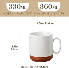 Ensemble de tasses à café MALACASA, ensemble de tasses en grès de 350 ml pour 4 personnes, tasses à café modernes pour thé, jus, latte, cappuccino, chocolat chaud. Va au lave-vaisselle et au micro-ondes, série TARA, blanc kaki