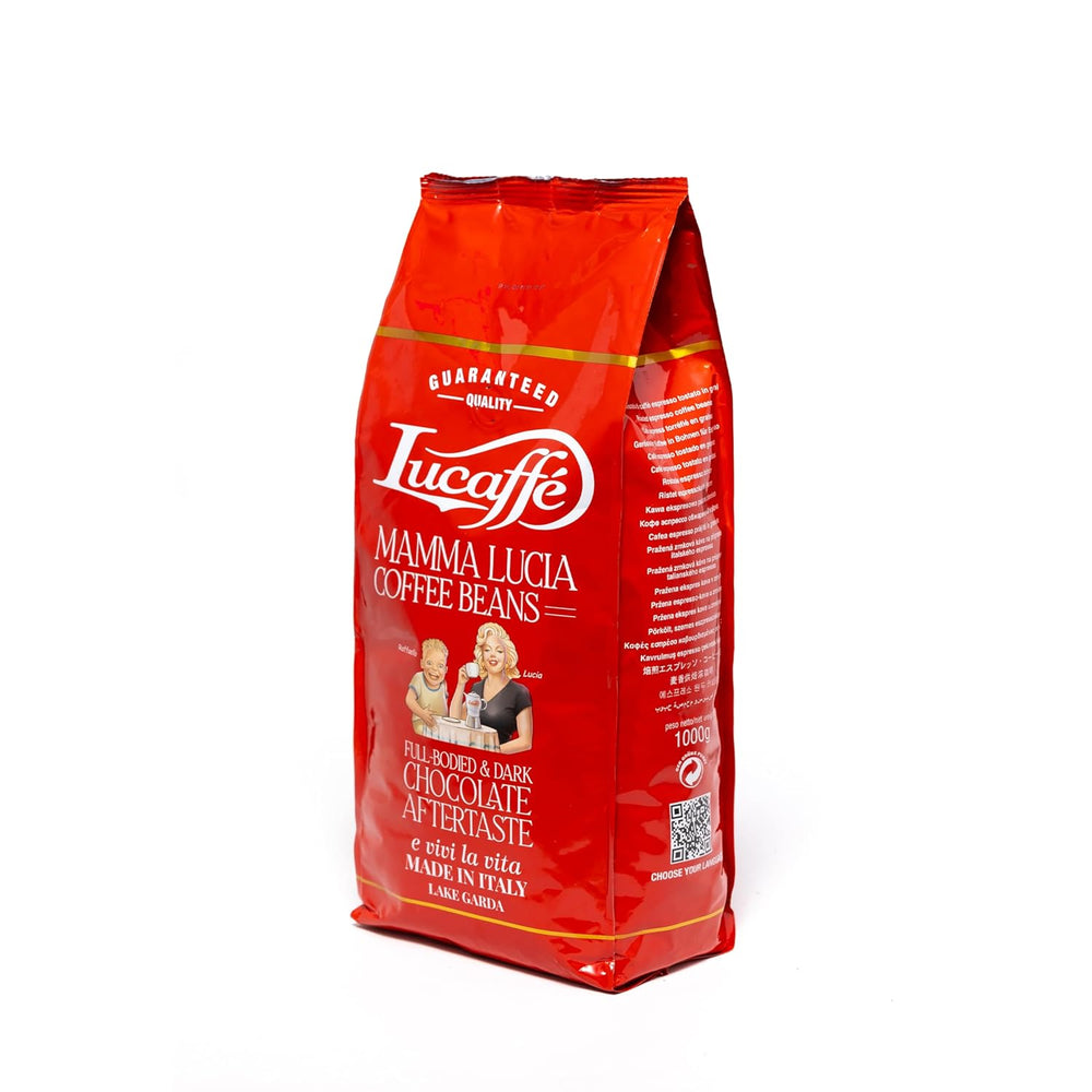 Lucaffé - Kaffeebohnen Mamma Lucia, 1 kg | Café avec poignées pour expresso cremigen | Helle Röstung | Gesmack intensif et cremiger