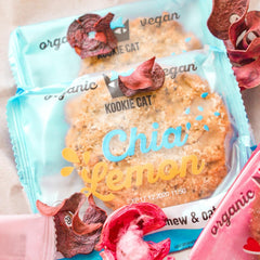 Chia et Citron - Biscuits végétaliens emballés individuellement, sans gluten, sans soja, biologiques, noix de cajou et avoine - 12 x 50 g Multipack