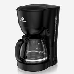 Cafetière filtre 1,25 L pour 10 tasses de café filtre, carafe en verre lavable au lave-vaisselle, thermos, système anti-goutte, arrêt automatique, 600 W, protection contre l'ébullition sans eau pour la maison et le bureau
