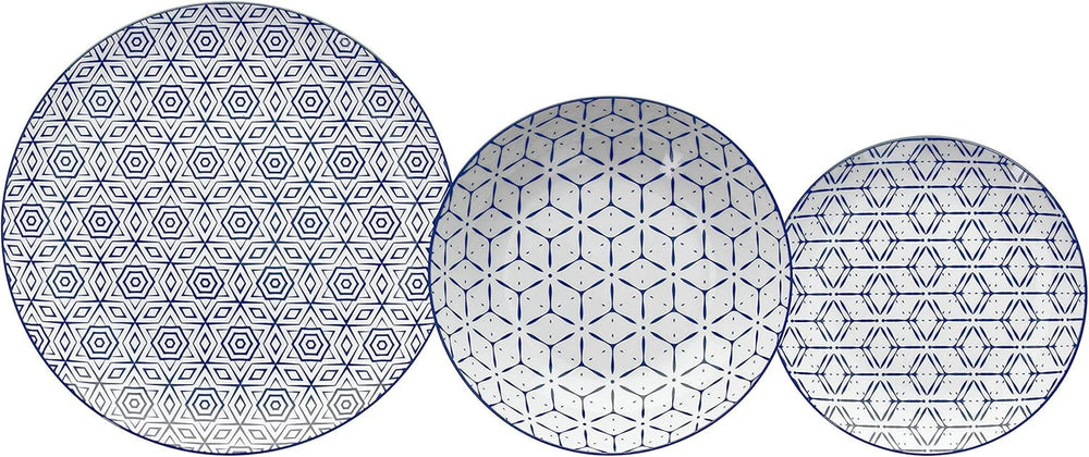 Downtown Tellerservice Für 6 Personen, 18 Stück, Porzellan, Weiß Und Blau Seturi vesela masa Naty Shop Default Title