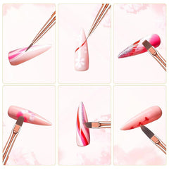 6 pièces brosses à ongles avec capuchon ongles UV Gel acrylique brosse à ongles brosse à ongles Gel partiel ensemble de pinceaux d'art des ongles